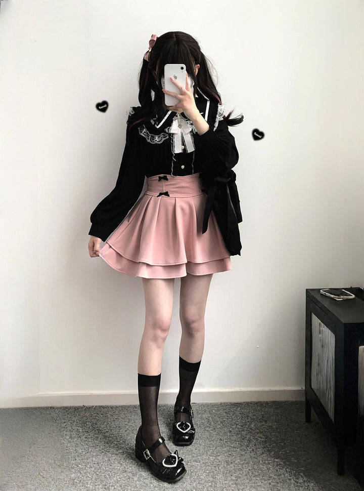 Jirai Kei Skirt Double Layer Puff Skirt with Bow 36770:769264