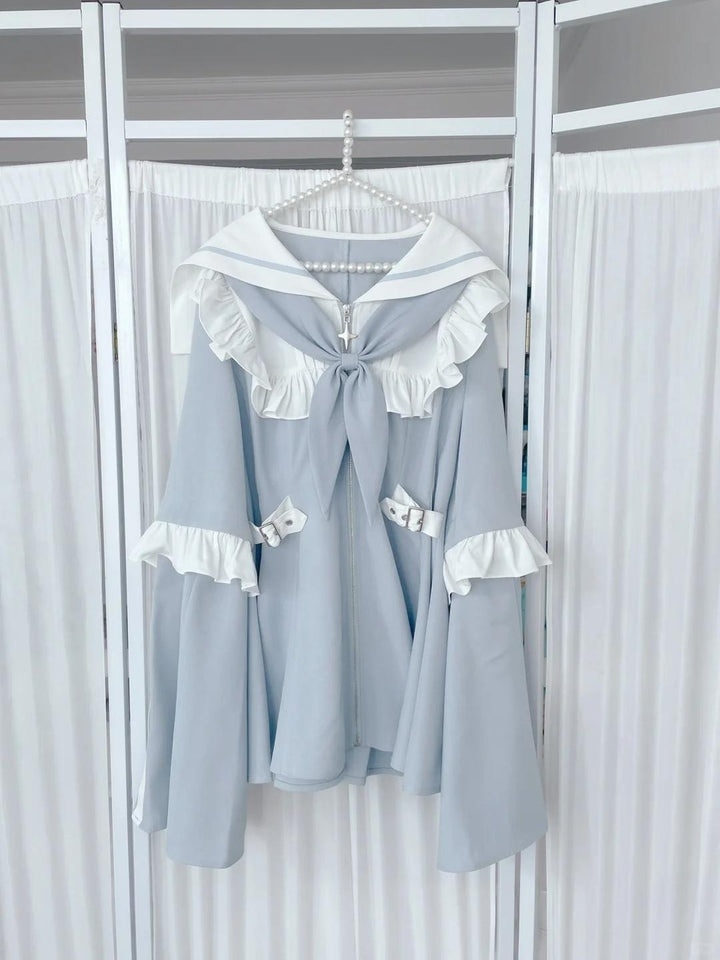 Jirai Kei Set Up Blue Lace Dress And Shorts Set 37046:761488
