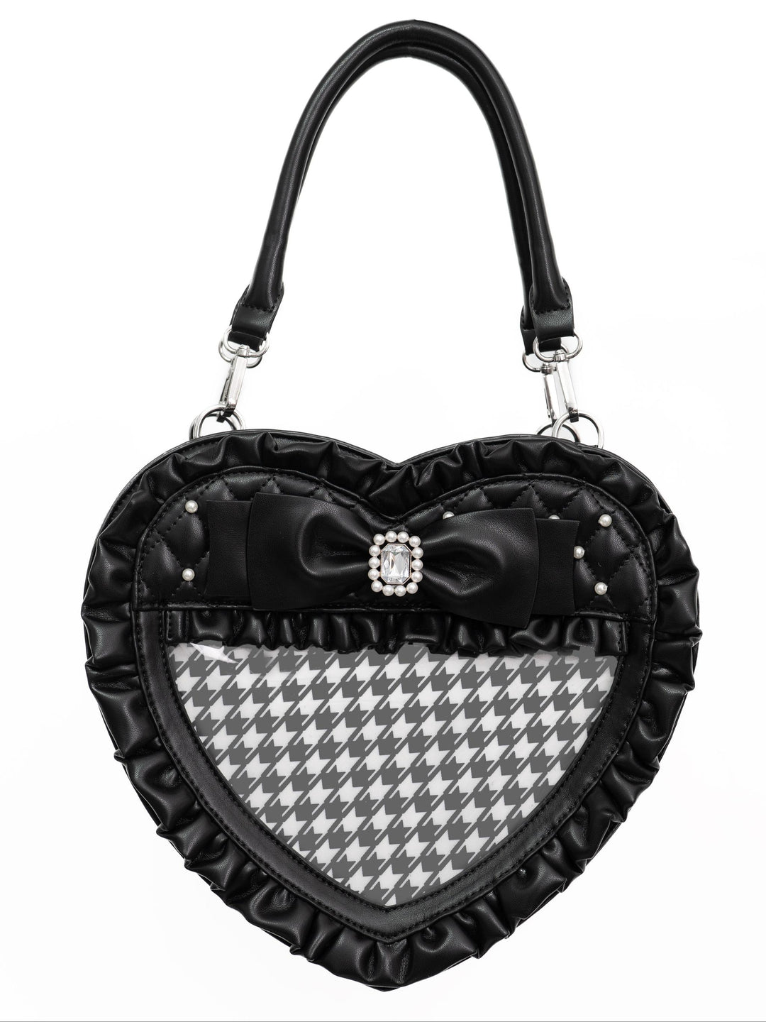 Jirai Kei Heart-shaped Itabag, Detachable Pinning Board (Black) 44774:824827