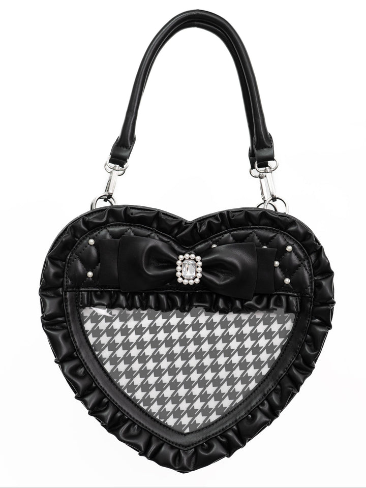 Jirai Kei Heart-shaped Itabag, Detachable Pinning Board (Black) 44774:824827