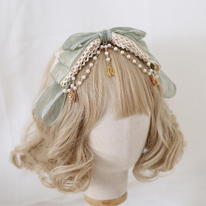 Lolita Fashion And Mori Kei Hair accessory Matcha Green Lace Brooch Clasp 36426:520778