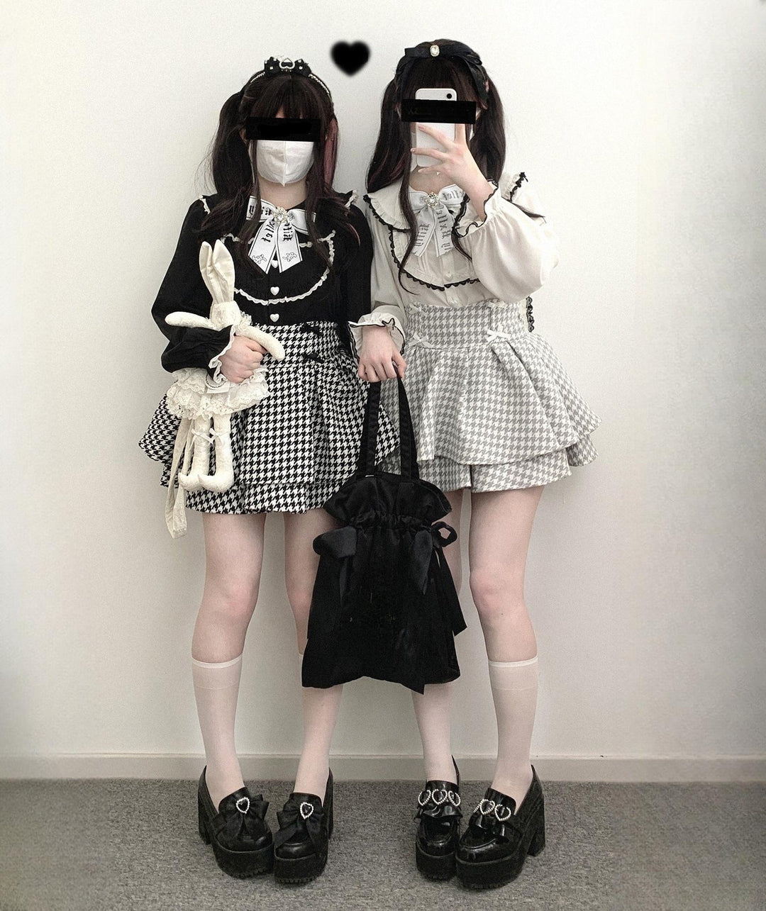 Jirai Kei Shirt Trimmed Peter Pan Collar Long-sleeved Bunny Ear Blouse 42707:750767