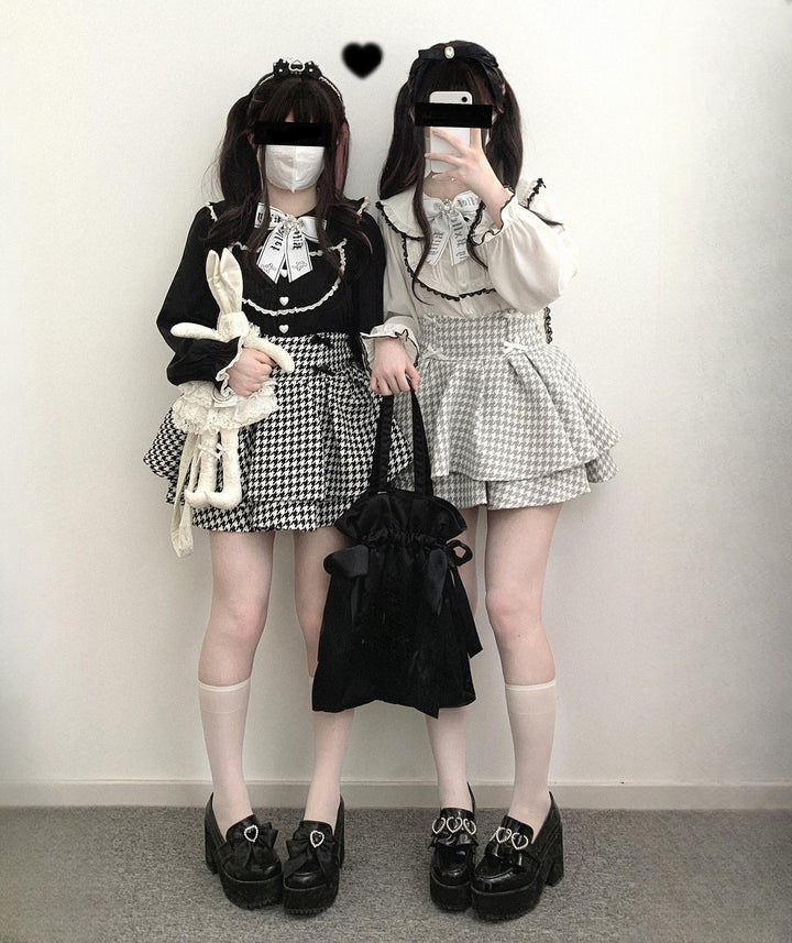 Jirai Kei Shirt Trimmed Peter Pan Collar Long-sleeved Bunny Ear Blouse 42707:750767