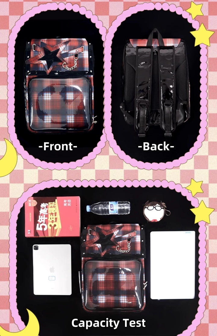 Subculture Ita Bag Plaid Star Large Capacity Ita Backpack 40120:665934