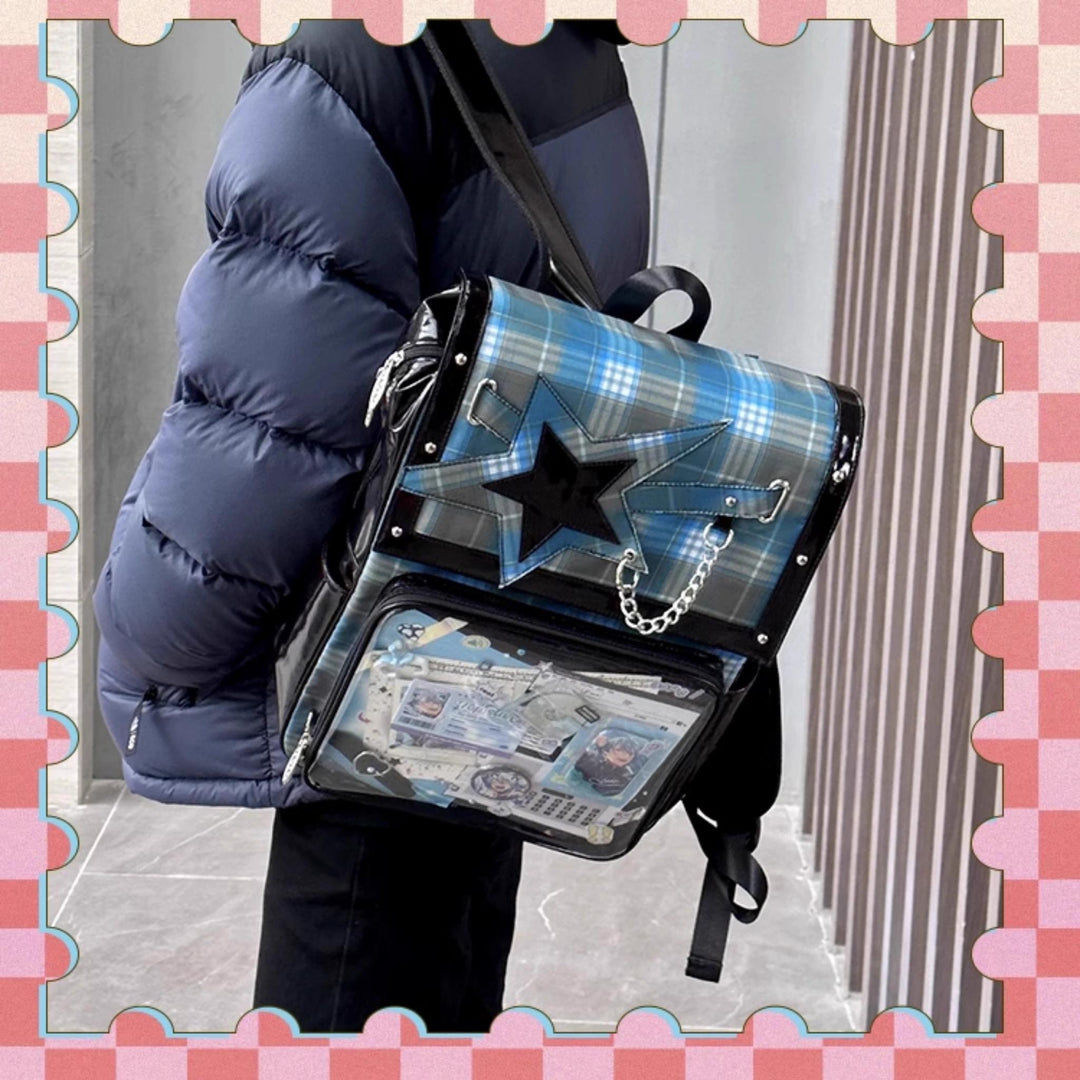 Subculture Ita Bag Plaid Star Large Capacity Ita Backpack 40120:665864