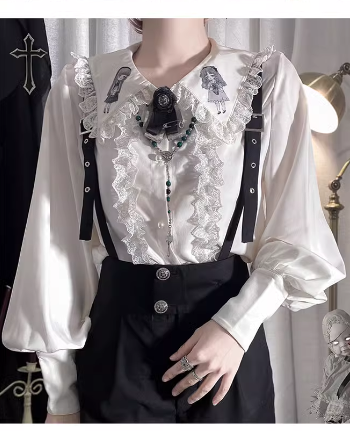 Ouji Lolita Blouse Prince Series Shirt And Suspender Pants (L M S XL / Blouse) 39362:629046