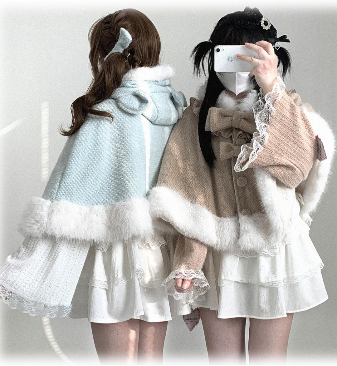 Cat-Ear Hooded Cape, Detachable Bows 44472:810619