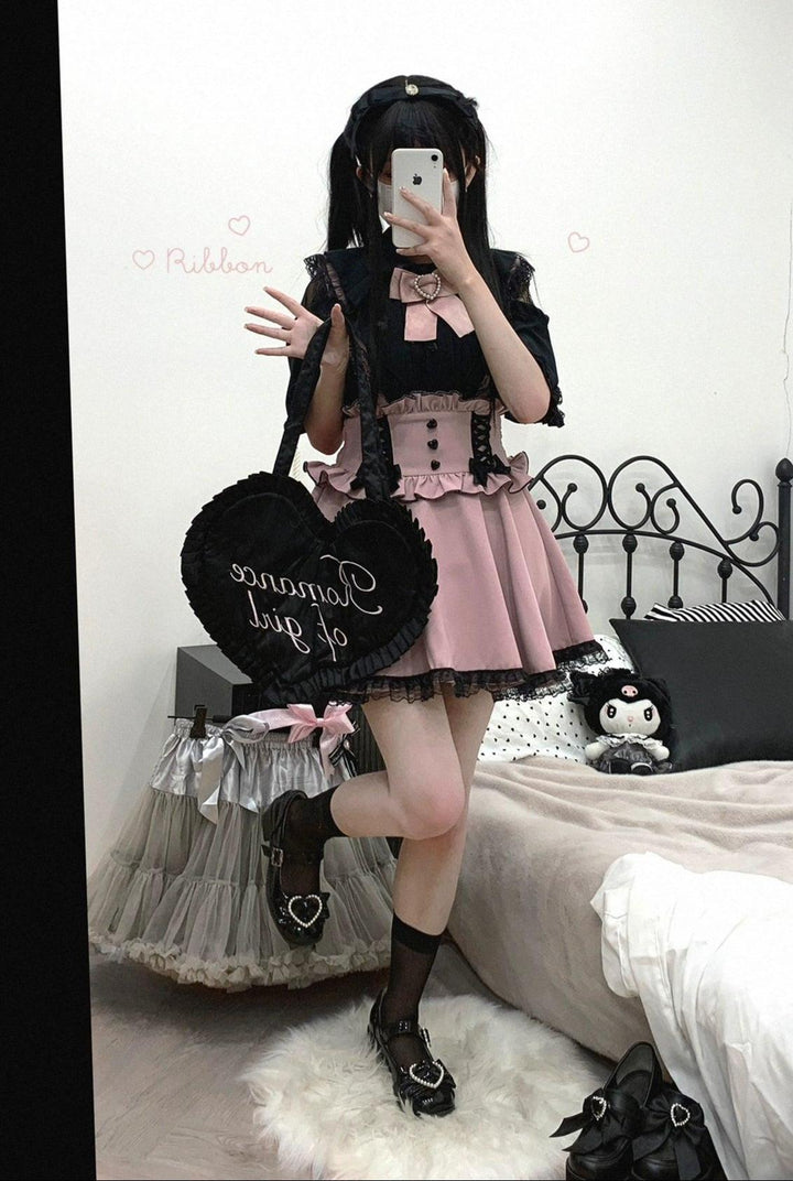Jirai Kei Lace Cape Blouse Short-Sleeved Cutout Shirt 35360:763222