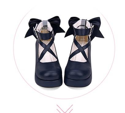 Lolita Platform Shoes Big Bow Round Toe Shoes Multicolor 31644:370296