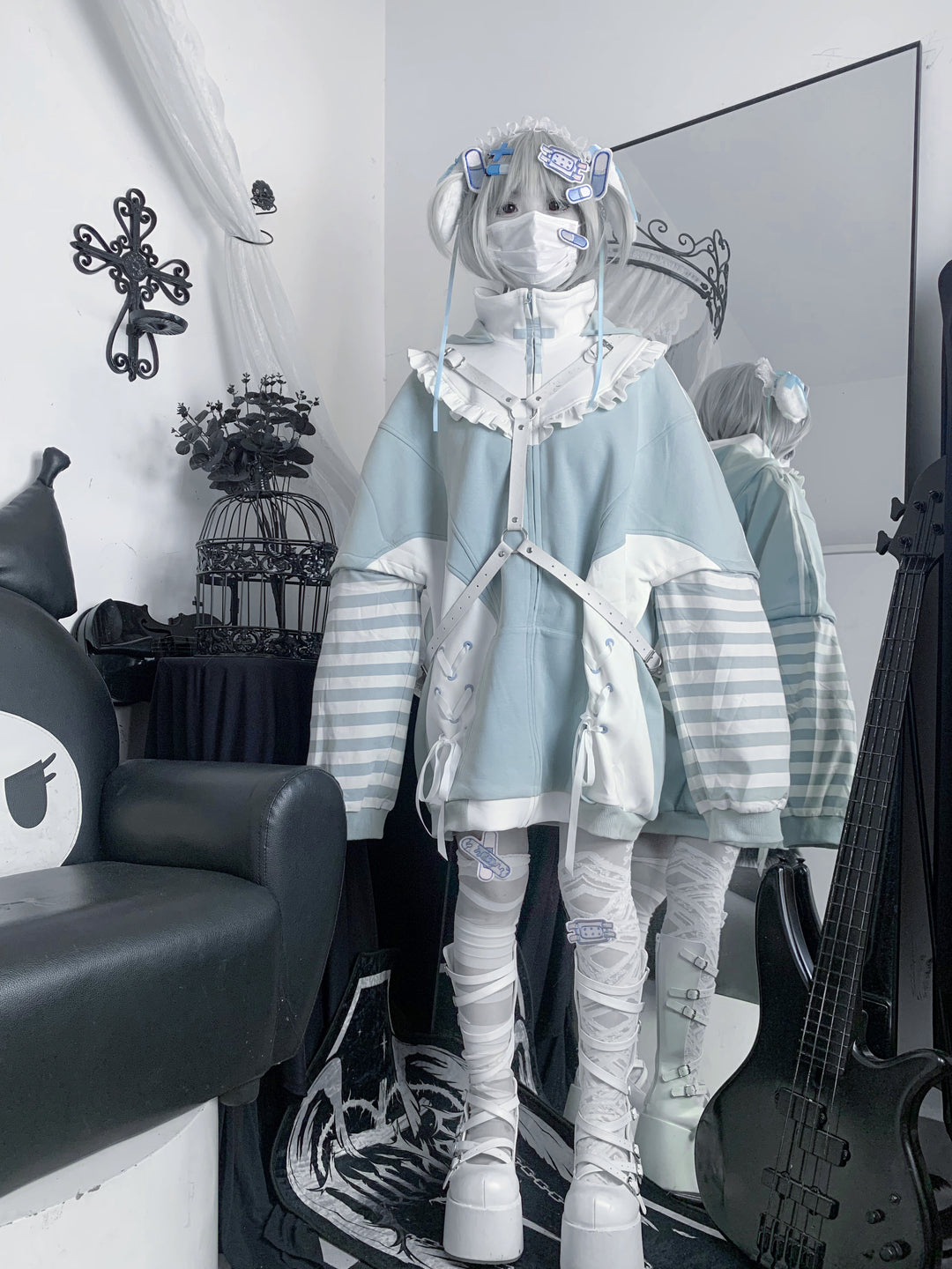 Tenshi Kaiwai Coat Blue Hoode With Long Bunny Ears 21834:461325