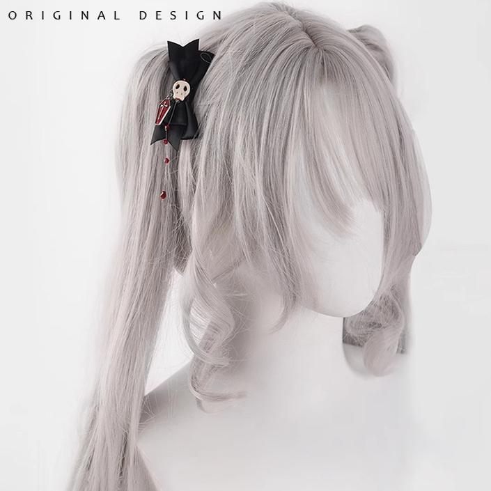 Gothic Lolita Hair Clips Black Bow Lace Hair Accessory 39652:635750