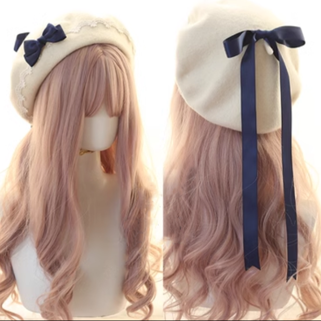 Sweet Lolita Hat Lace Butterfly Bow Berets Multicolor (M) 28934:364358