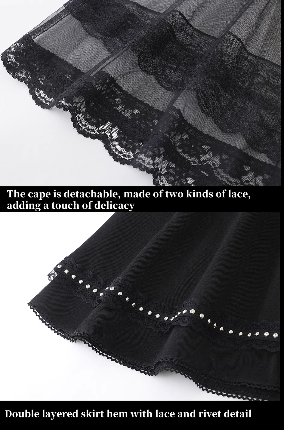 Jirai Kei Skirt Angel Wing Collar Blouse Double Layered Skirt 39538:634880