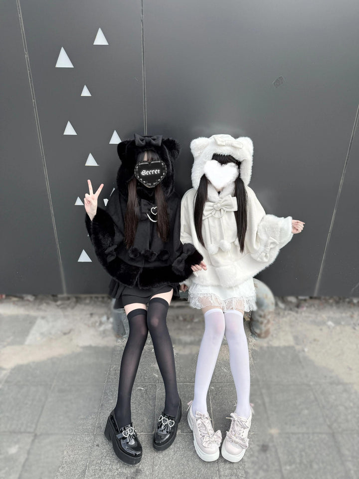 Kawaii Cat Ear Hooded Winter Cape 43984:791411