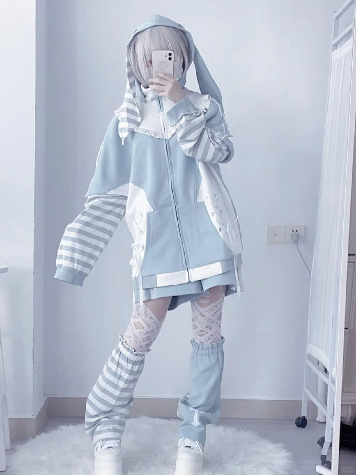 Tenshi Kaiwai Coat Blue Hoode With Long Bunny Ears 21834:758218