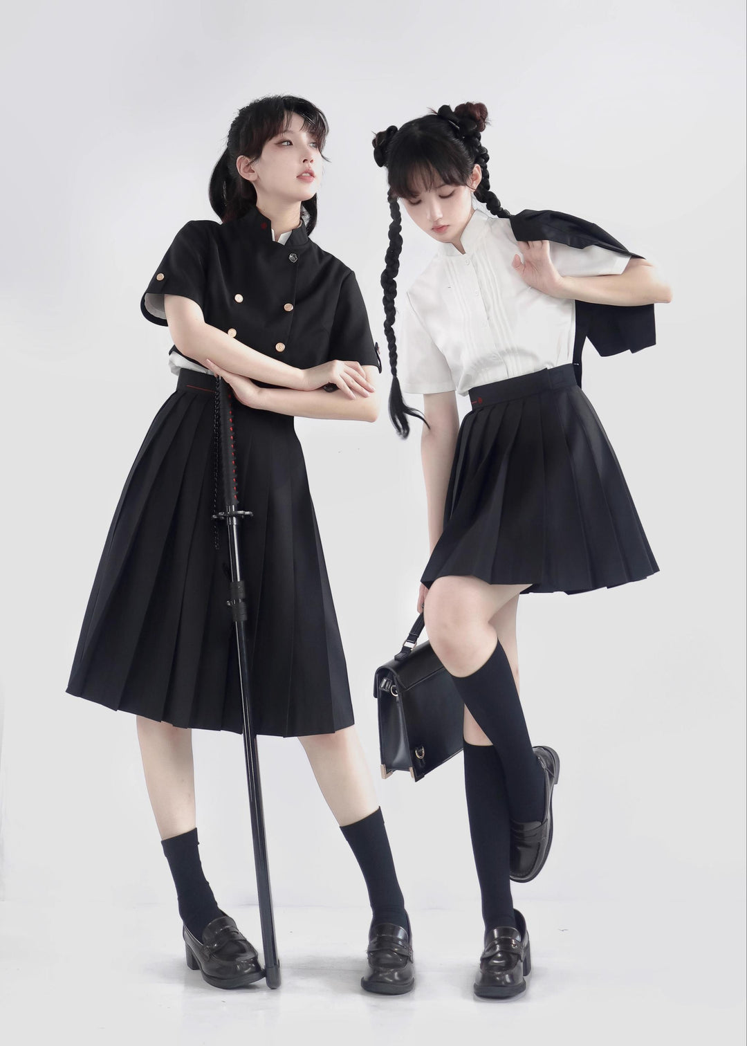 JK Uniform Pleated Skirts with Six Lengths & Embroidered Coat 42566:746362