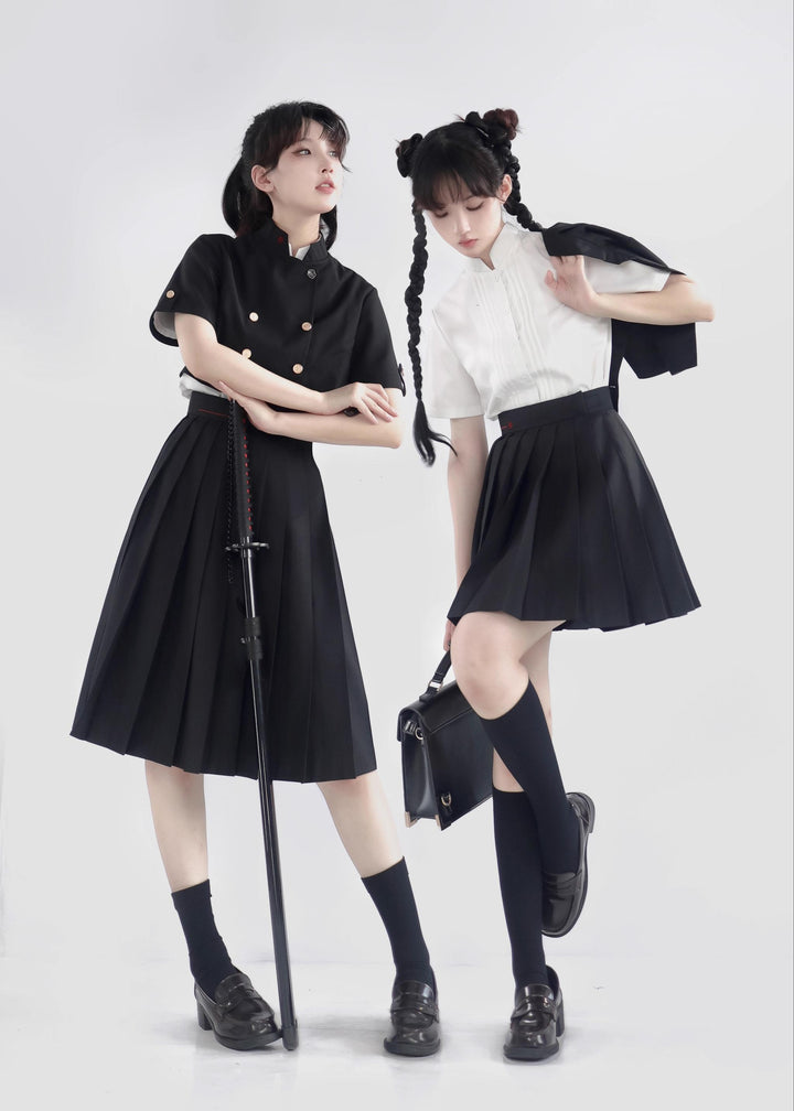 JK Uniform Pleated Skirts with Six Lengths & Embroidered Coat 42566:746362