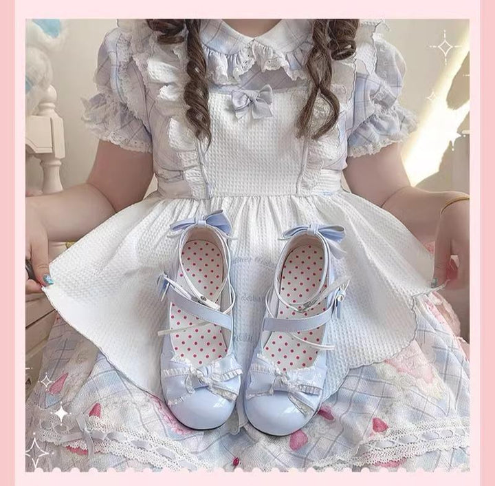 Sweet Lolita Round-toe Shoes with Low Heel and Bow Details (Blue / 34 35 36 37 38 39 40 41) 42555:746387