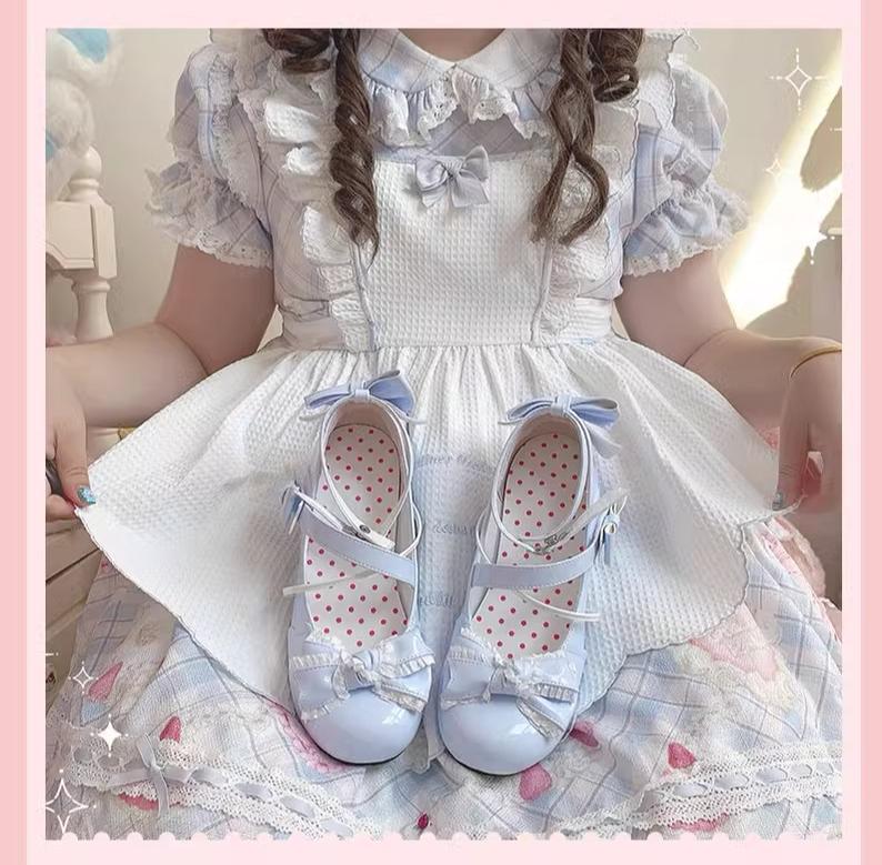 Sweet Lolita Round-toe Shoes with Low Heel and Bow Details 42555:746330