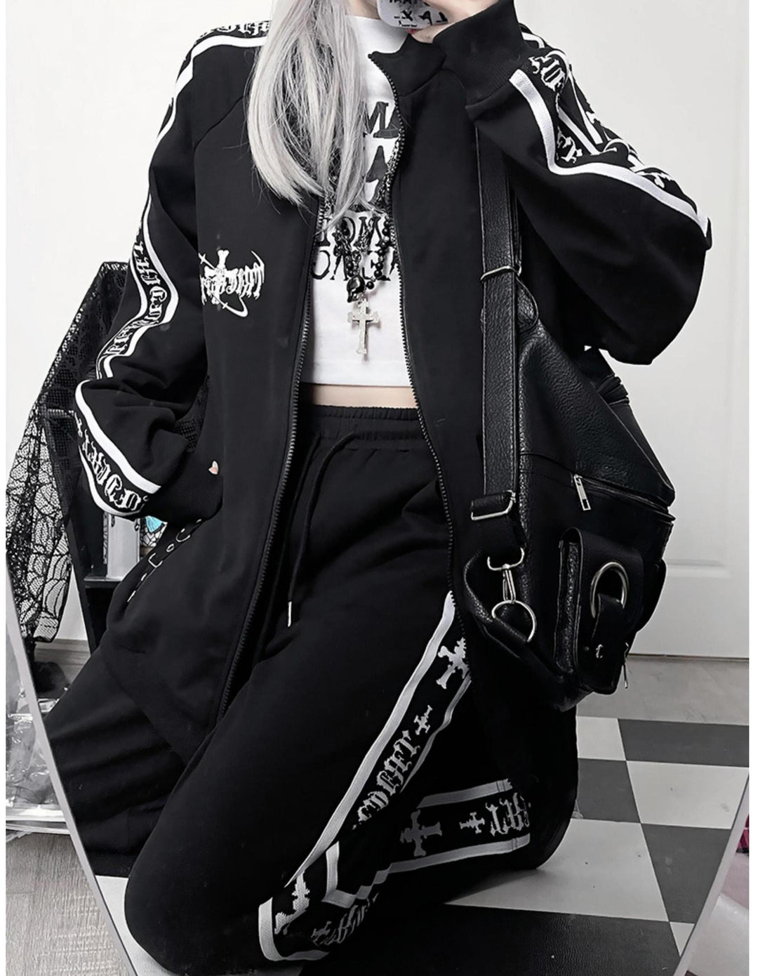 Oversized Gothic Jacket With Zipper Closure And Pants 42287:735555