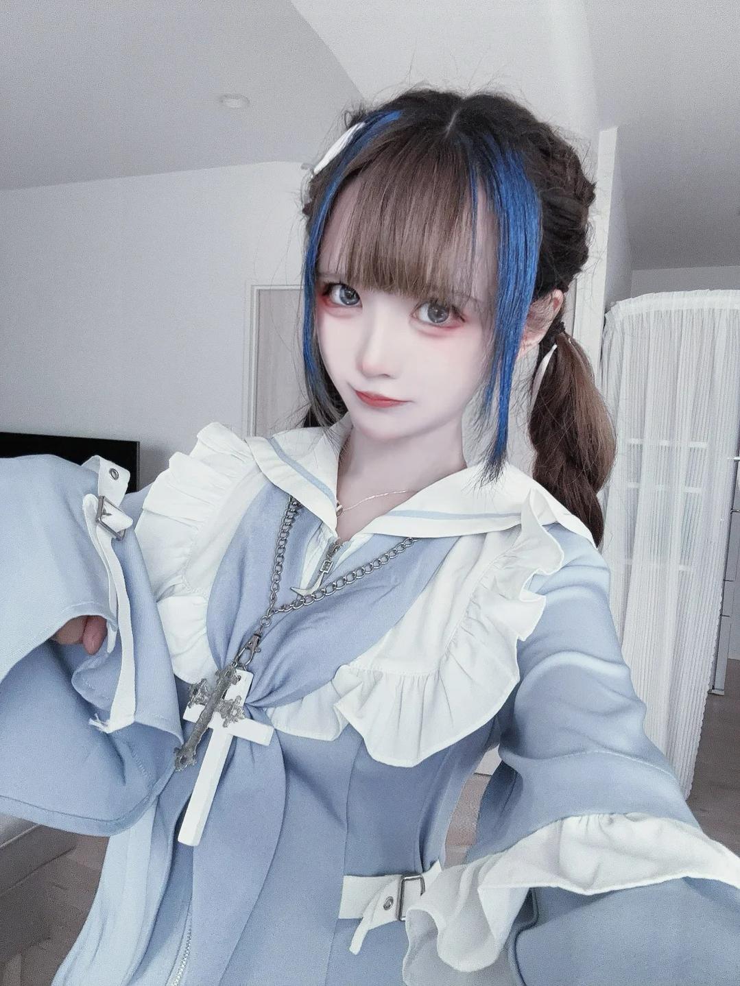 Jirai Kei Set Up Blue Lace Dress And Shorts Set 37046:761484