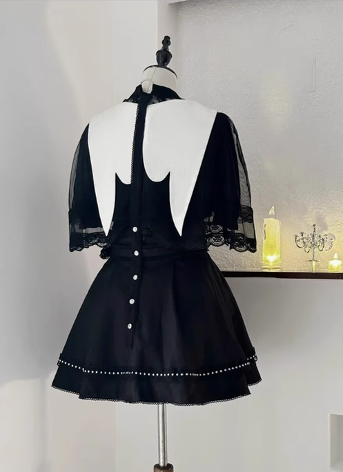 Jirai Kei Skirt Angel Wing Collar Blouse Double Layered Skirt 39538:634830