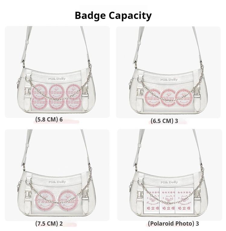 Y2K Style Ita Bag, Clear Window & Detachable Chain 43228:772328