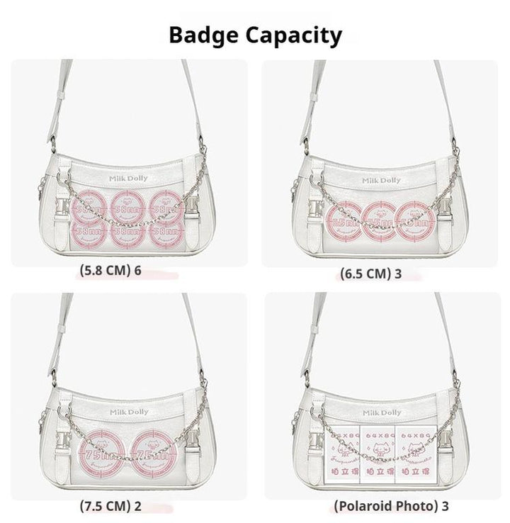 Y2K Style Ita Bag, Clear Window & Detachable Chain 43228:772328