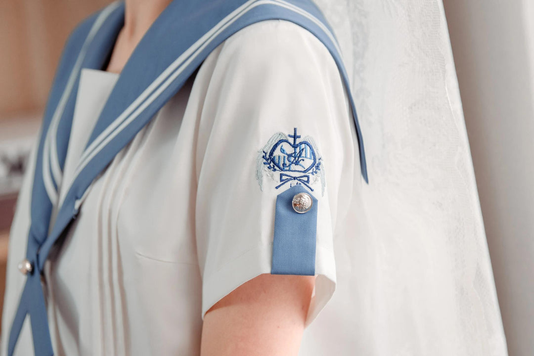 Summer JK Uniform Set, Sailor Collar Blouse, Pleated Skirt 43329:774768