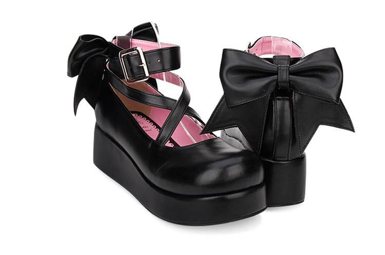 Lolita Platform Shoes Big Bow Round Toe Shoes Multicolor 31644:370608