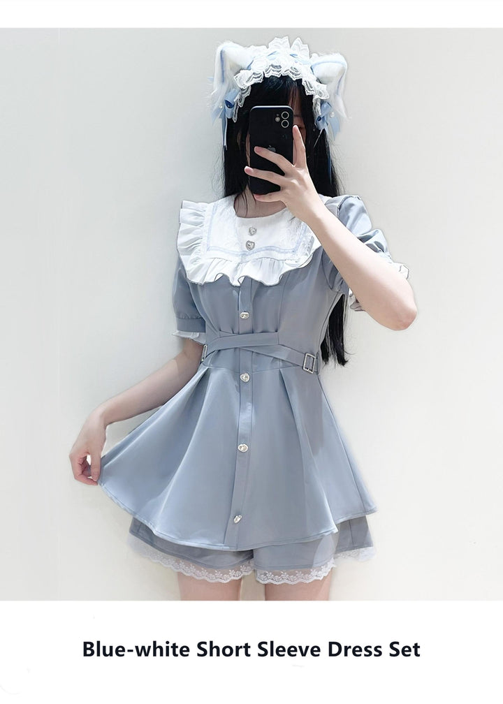 Jirai Kei Dress Square Collar Shorts Set Multicolor (Large Small) 33998:478906