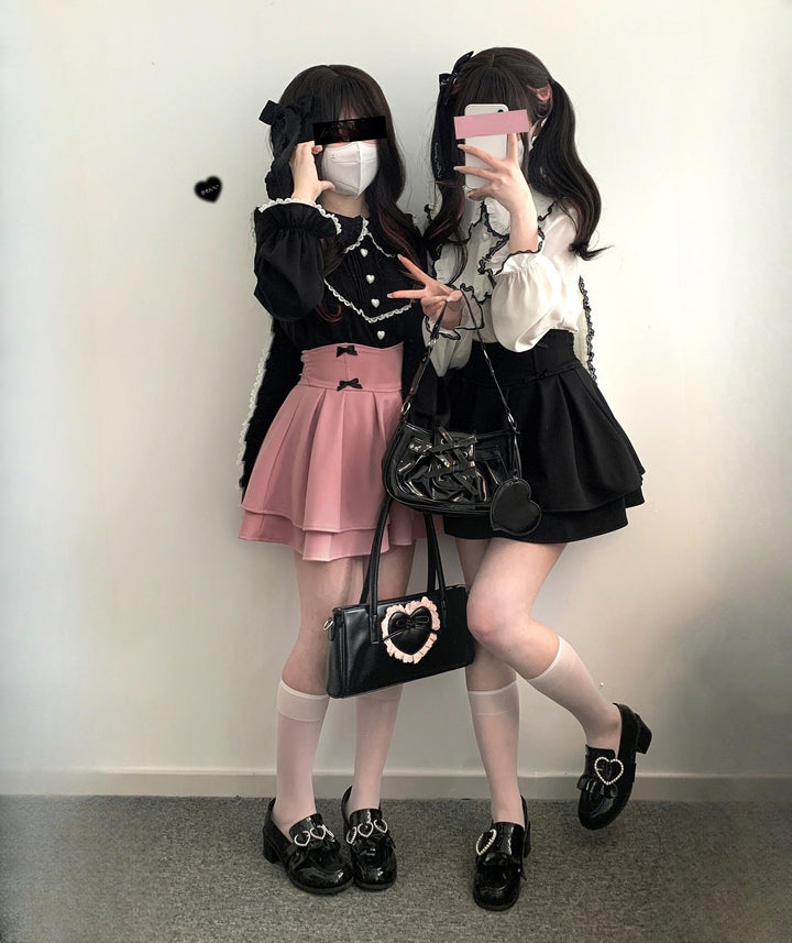 Jirai Kei Shirt Trimmed Peter Pan Collar Long-sleeved Bunny Ear Blouse 42707:750762