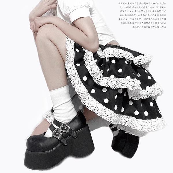 Black Red Platform Shoes Mary Jane Shoes 29728:367938
