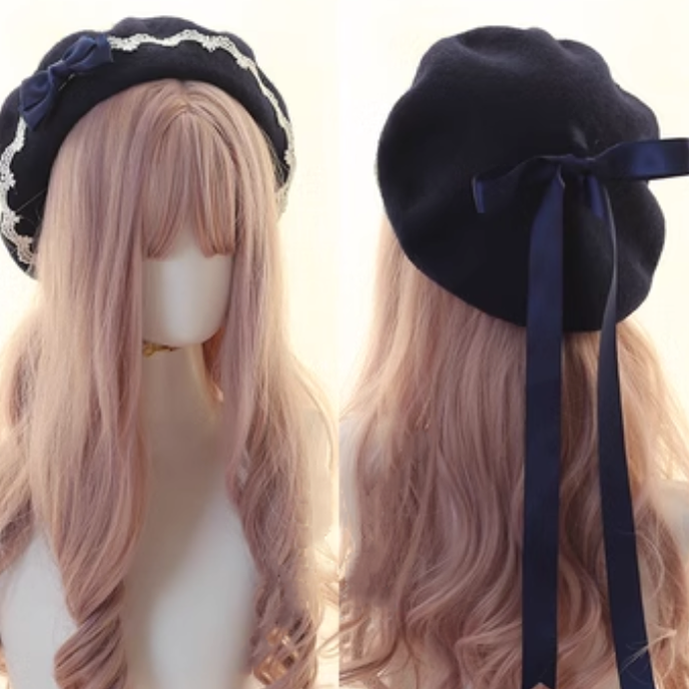 Sweet Lolita Hat Lace Butterfly Bow Berets Multicolor (M) 28934:364364