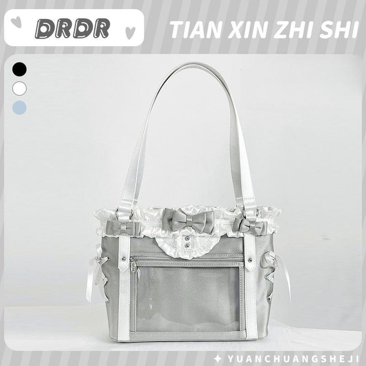 ACG Culture Satin Ita Bag Handle Bag, Removable Ribbon (Silver) 43101:768458