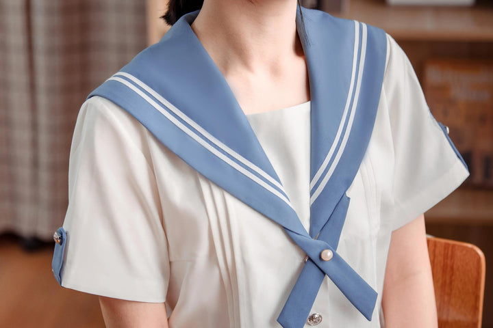 Summer JK Uniform Set, Sailor Collar Blouse, Pleated Skirt 43329:774769
