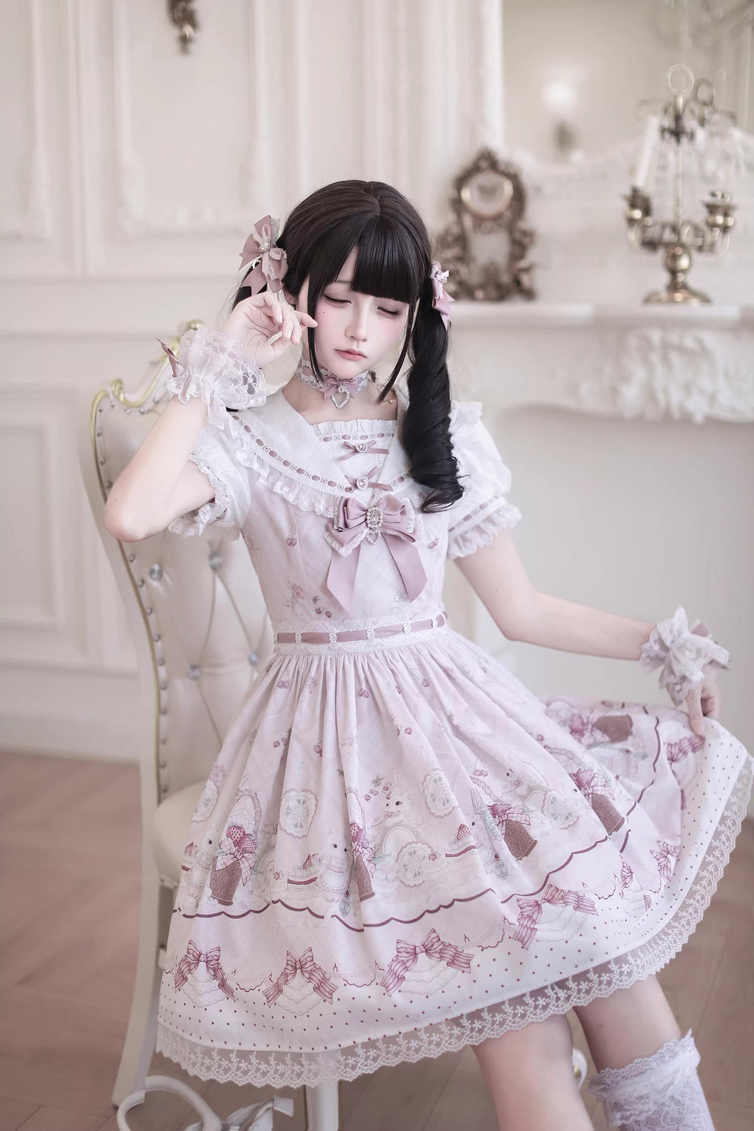 Ryousangata Dress Set, Bunny and Strawberry Dessert Prints (L M S) 44783:836679