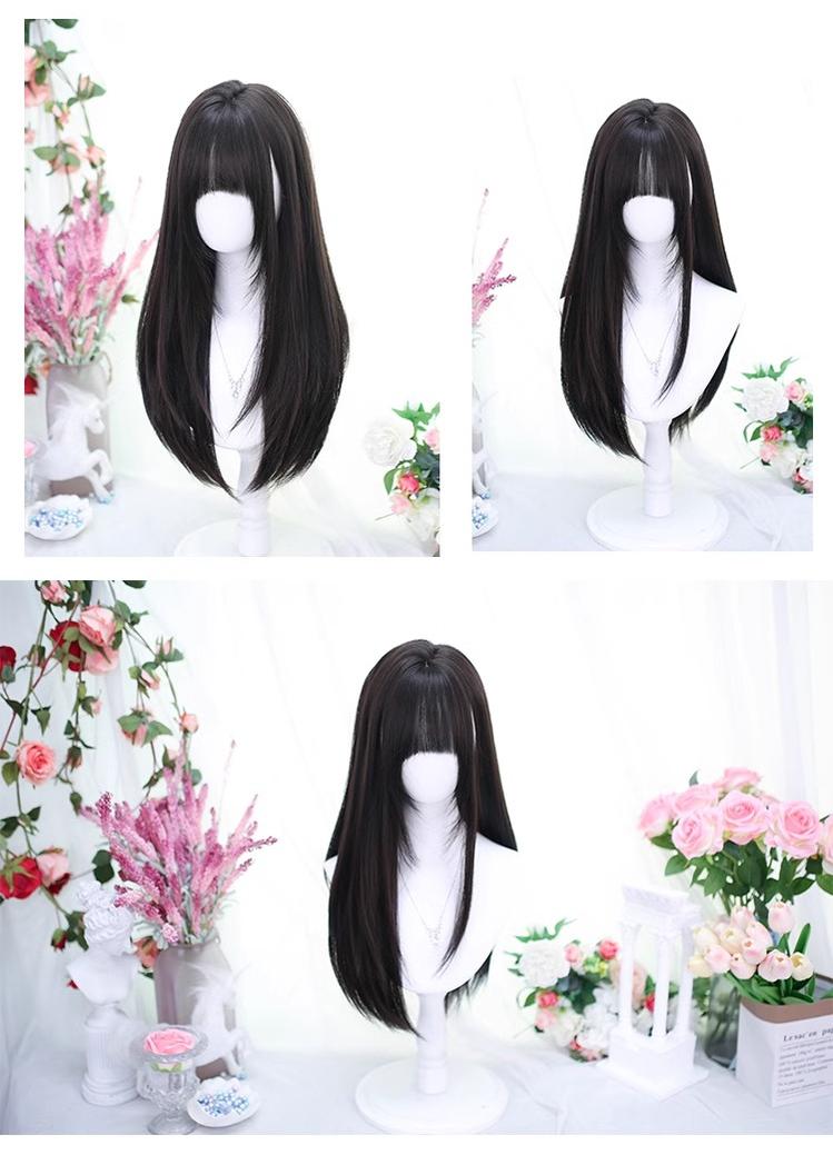 Lolita Wig Black Brown Wigs Medium Length Straight Wigs 35600:496390