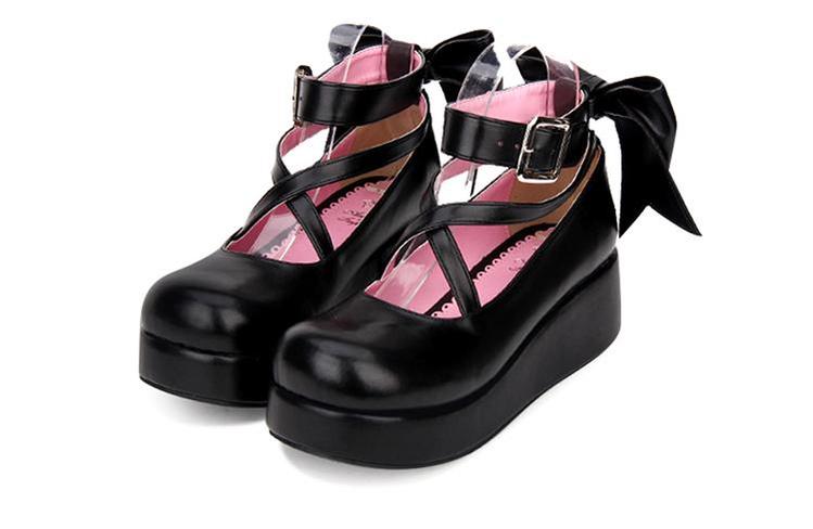 Lolita Platform Shoes Big Bow Round Toe Shoes Multicolor 31644:370610