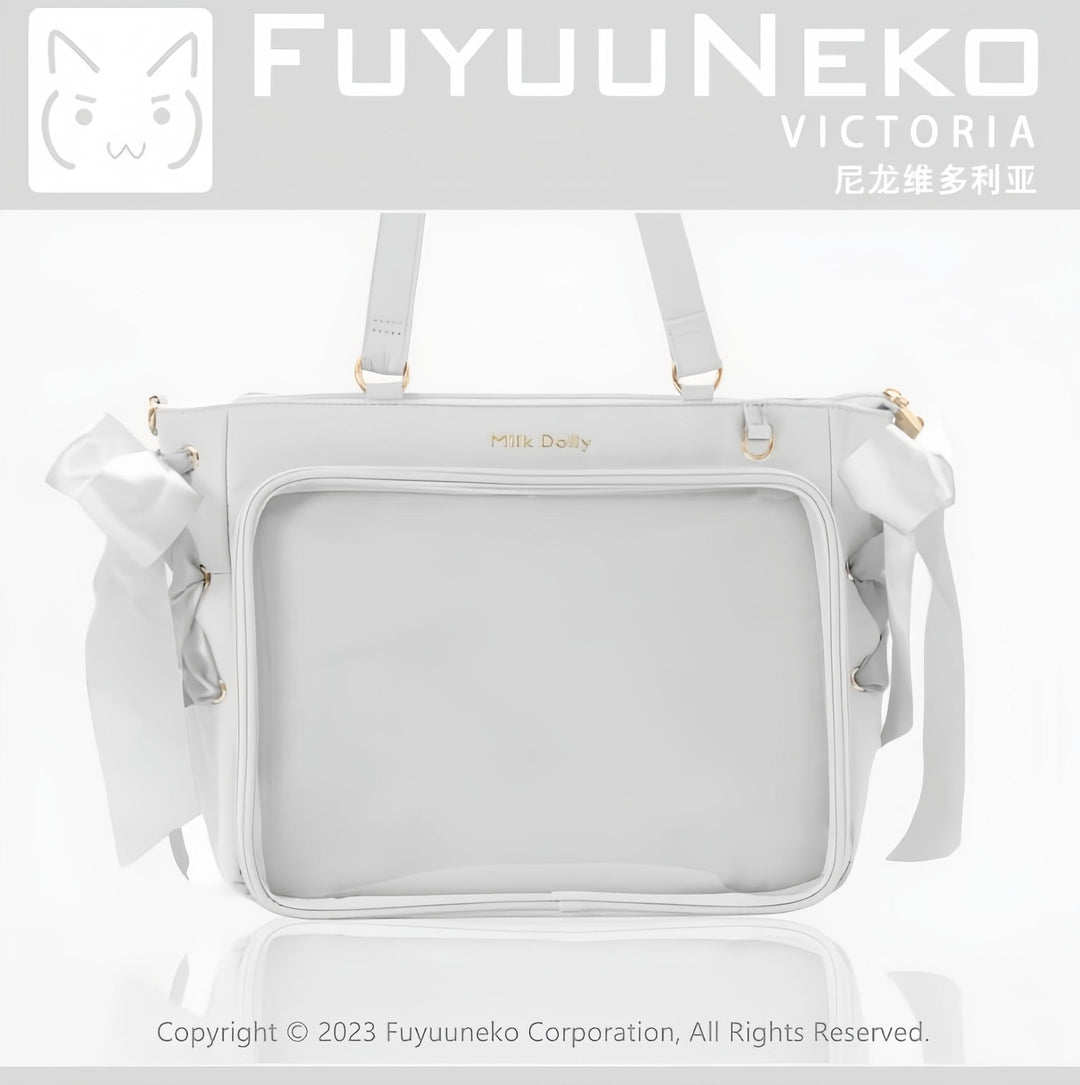 Satin Ita Bag, Clear Window & Detachable Ribbon Bow (Gray) 43227:771990