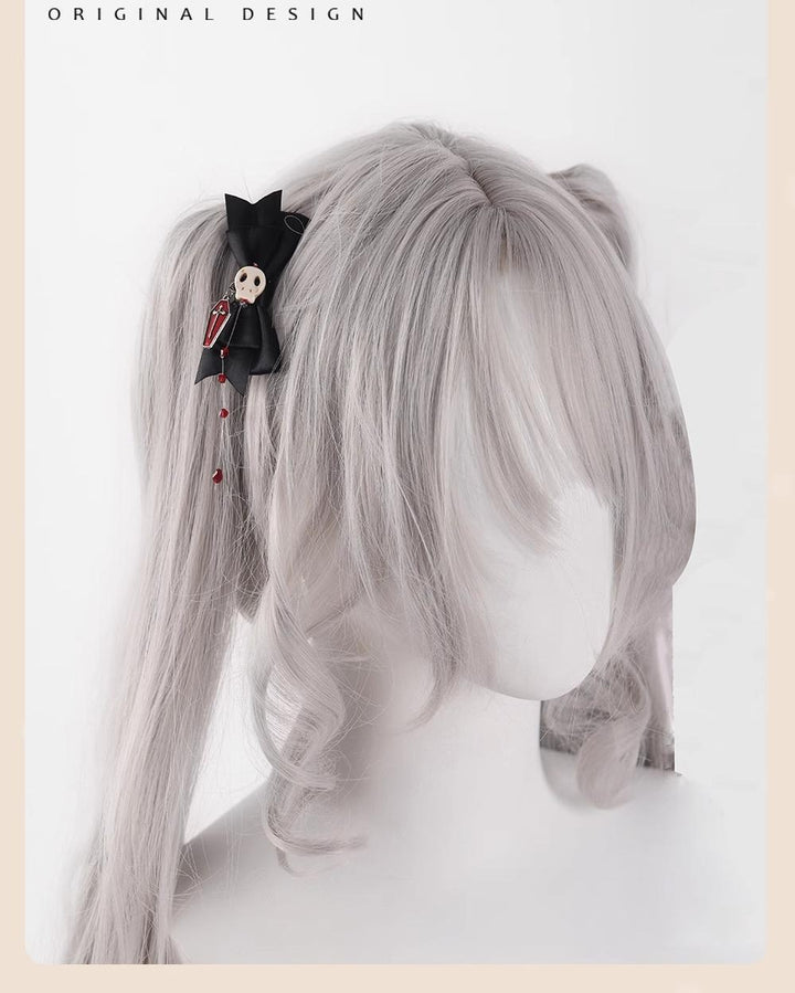 Gothic Lolita Hair Clips Black Bow Lace Hair Accessory 39652:635728