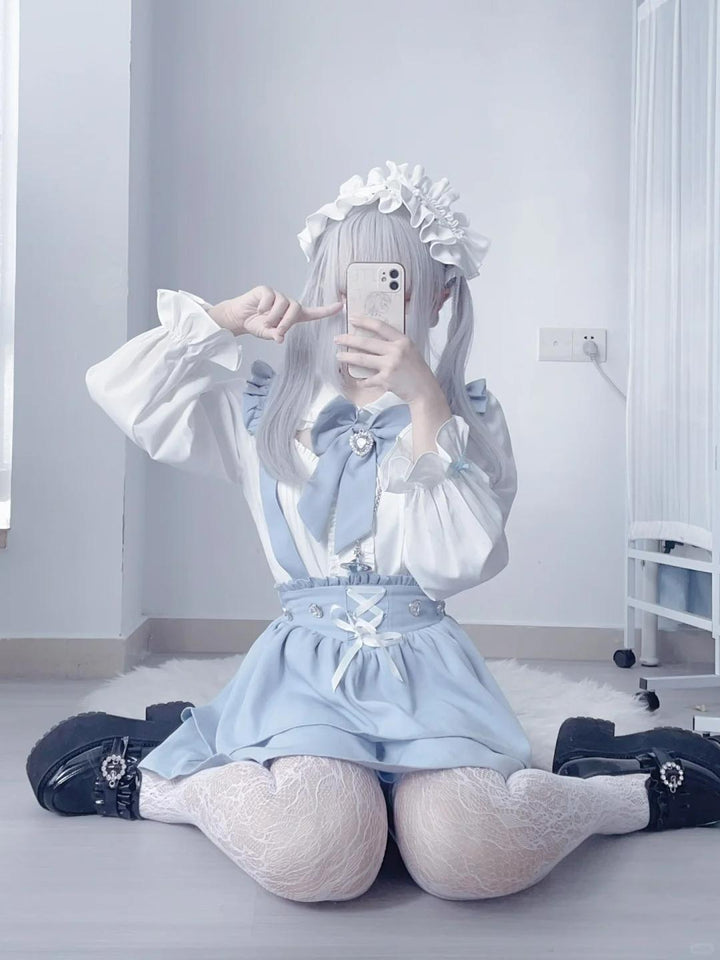 Jirai Kei White Blouse, Suspender Skirt 21838:760776