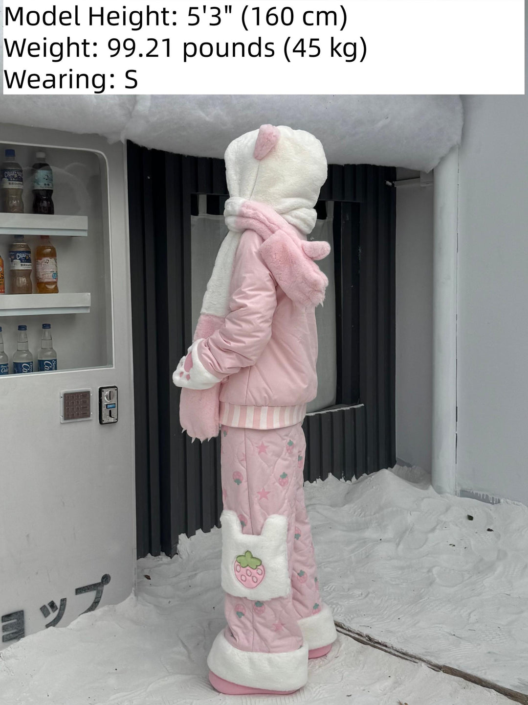 Padded Kawaii Padded Zipper-Closure Coat, Strawberry Details 44671:817981