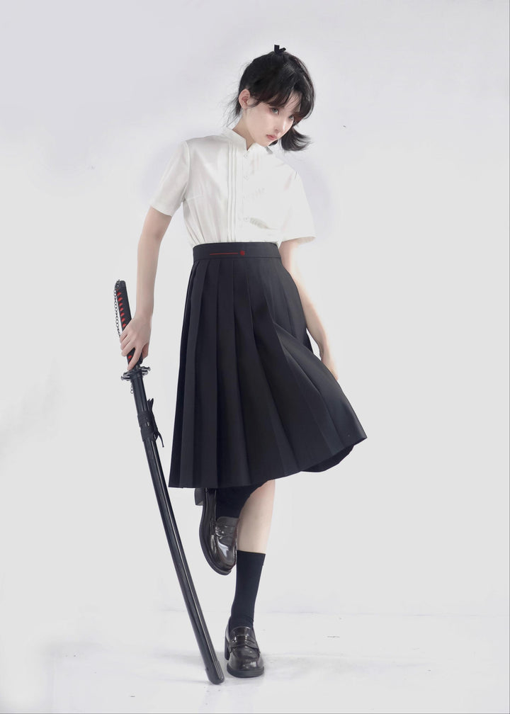 JK Uniform Pleated Skirts with Six Lengths & Embroidered Coat (L M S XL XS XXL) 42566:746363