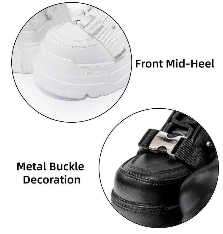 White/Black Punk High Platform Shoes, Metal Buckles 44400:807762