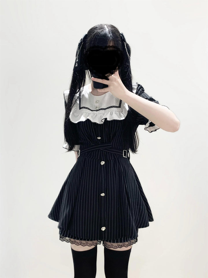 Jirai Kei Dress Square Collar Shorts Set Multicolor 33998:478912