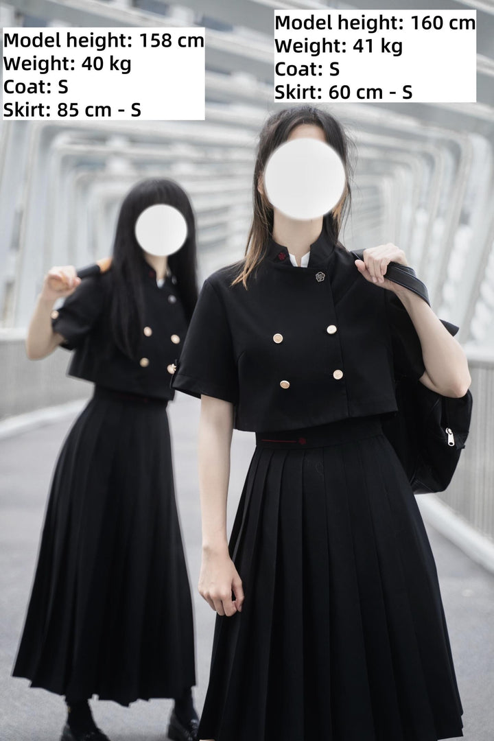 JK Uniform Pleated Skirts with Six Lengths & Embroidered Coat 42566:746395