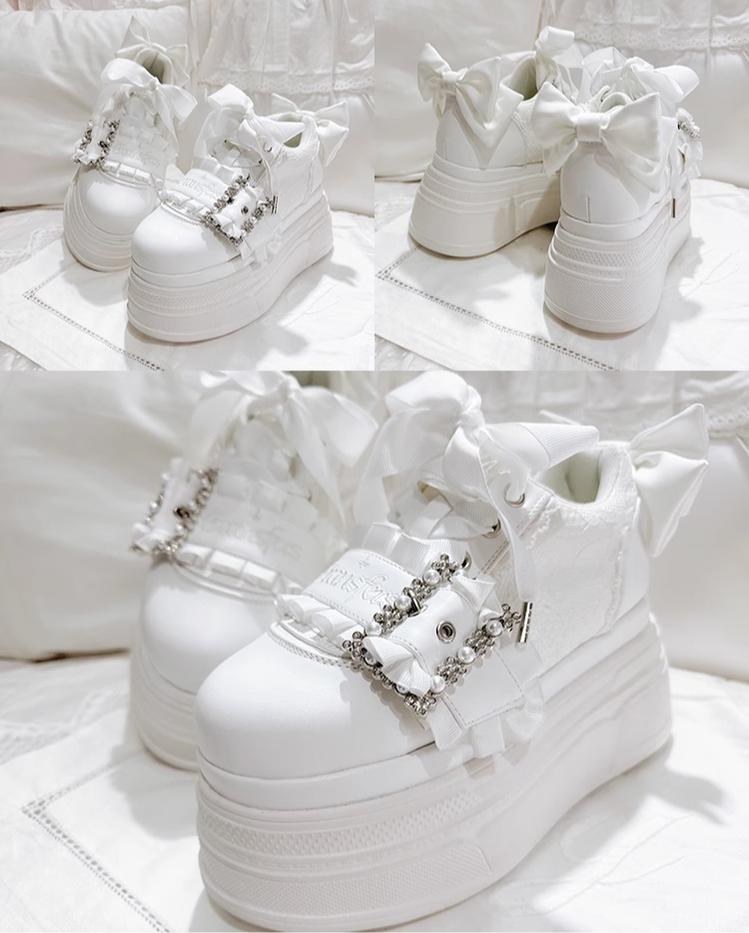 Ryousangata High Platform Shoes, Satin Bow 43688:783016