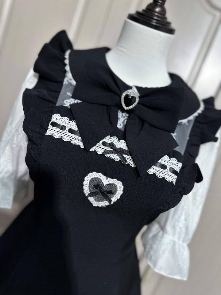 Jirai Kei Set Up Lace Dress Set Black Pink Blue Dress 34480:534266