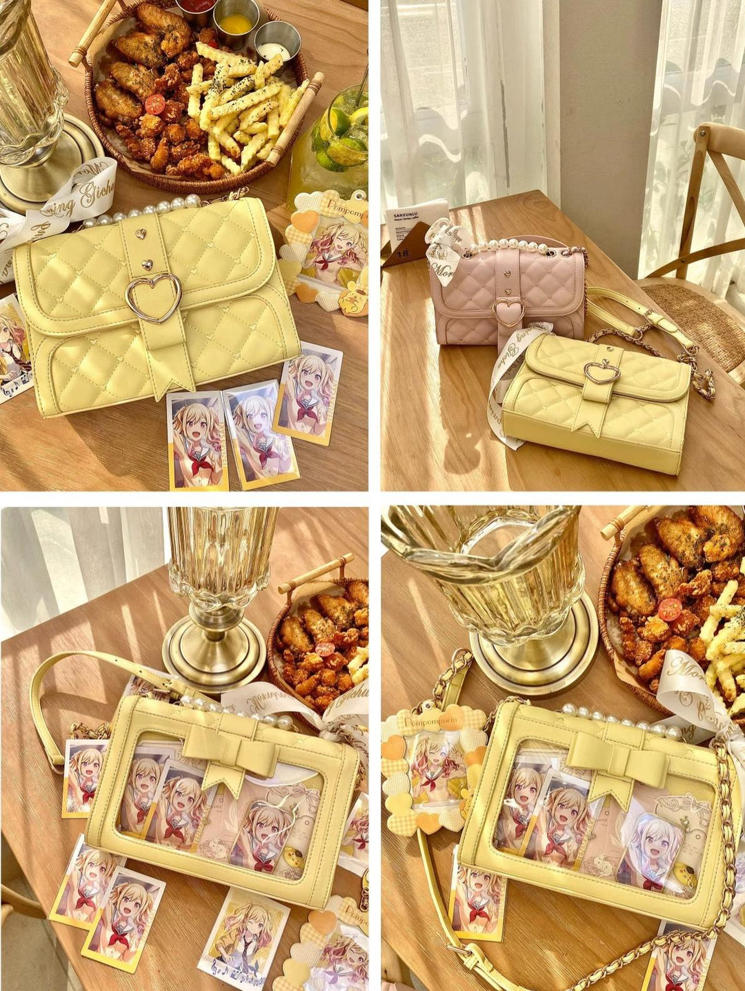 Kawaii Ita Bag Bow Rhombus Grid Shoulder Bag Multicolor 21906:349774